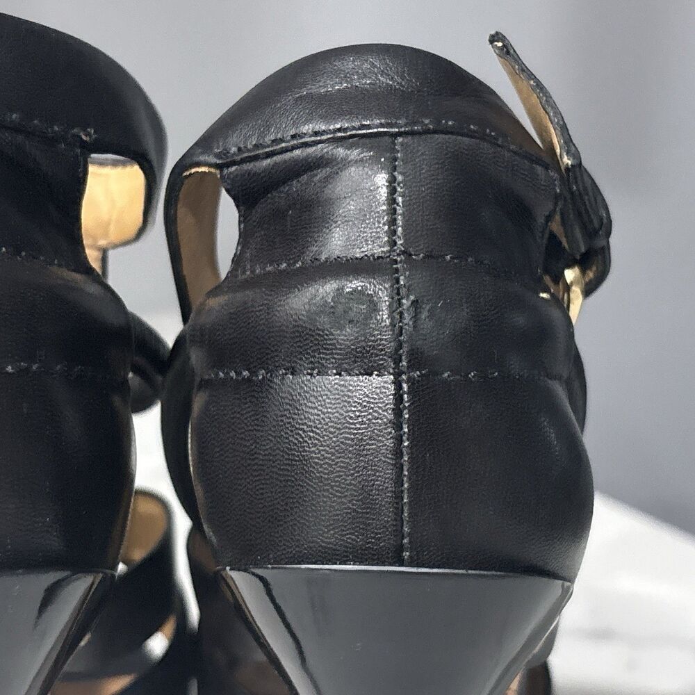 Vintage Y2K LAMB Gwen Stefani High Heels 8 Black Leather Stiletto Platform - Picture 7 of 16